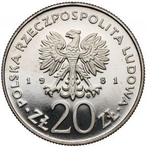 Próba NIKIEL 20 złotych 1981 Barbakan
