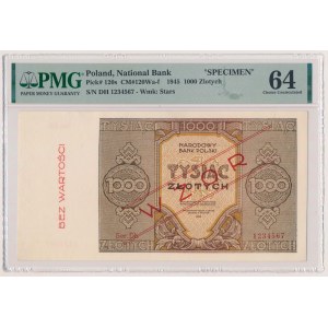 1.000 złotych 1945 - WZÓR - Ser.Dh 1234567