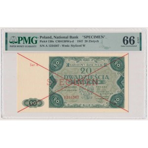 20 złotych 1947 - SPECIMEN - Ser.A 1234567