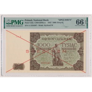 1.000 złotych 1947 - SPECIMEN - Ser.A 1234567