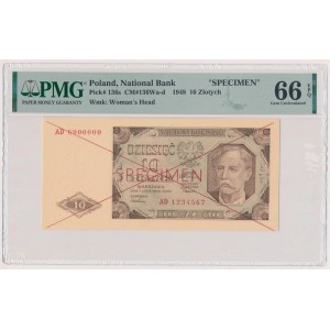 10 złotych 1948 - SPECIMEN - AD