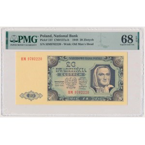 20 złotych 1948 - HM 9702... papier PLASTYFIKOWANY kremowy