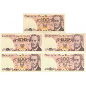 100 zł 1976-1988 - zestaw serii MIX (5szt)