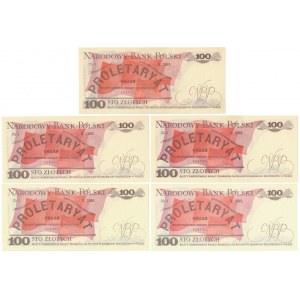 100 zł 1976-1988 - zestaw serii MIX (5szt)