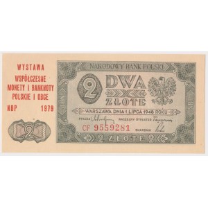 2 złote 1948 - z nadrukiem NBP - Wystawa Współczesne monety i banknoty