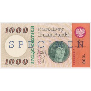 1.000 złotych 1965 - SPECIMEN - G 0000000 nr wzoru 0000009 - brak nadruków NBP - UNIKALNY