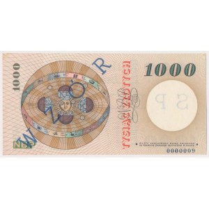 1.000 złotych 1965 - SPECIMEN - G 0000000 nr wzoru 0000009 - brak nadruków NBP - UNIKALNY