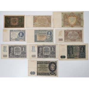 Zestaw banknotów polskich 1919-1941 (10szt)
