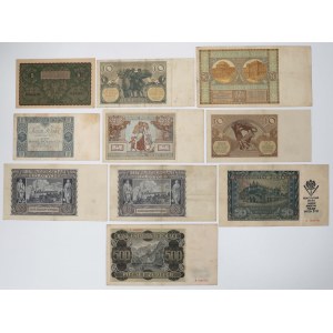 Zestaw banknotów polskich 1919-1941 (10szt)