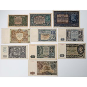 Zestaw banknotów polskich 1919-1941 (10szt)