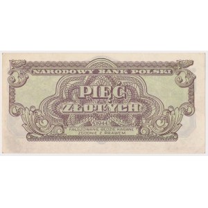 5 złotych 1944 ...owym - EM - niski nr 000772