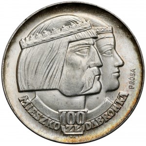 Próba SREBRO 100 złotych 1966 Mieszko i Dąbrówka - głowy