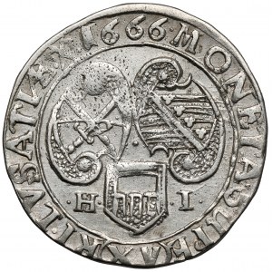 Saksonia, Johan Georg II, 15 krajcarów 1666 HI - Górne Łużyce - b.rzadki