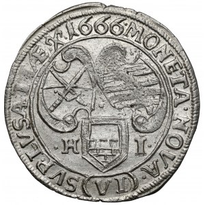 Saksonia, Johan Georg II, 6 krajcarów 1666 HI - Górne Łużyce - b.rzadki