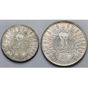 Strzelecki, Piłsudski 5 i 10 złotych 1934 - zestaw (2szt)