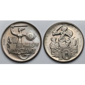Próby CuNi 10 złotych 1965 - VII wieków Warszawy - zestaw (2szt)