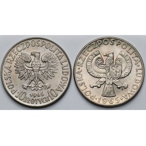 Próby CuNi 10 złotych 1965 - VII wieków Warszawy - zestaw (2szt)
