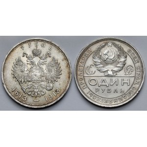 Rosja, Ruble 1913 i 1924 - w tym 300 lat Romanowów - zestaw (2szt)