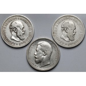 Rosja, 50 kopiejek 1893-1907 - zestaw (3szt)