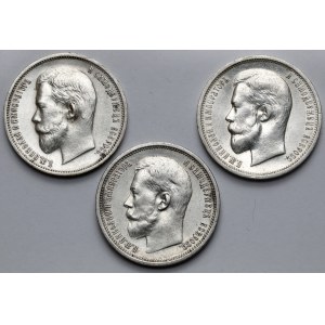 Rosja, 50 kopiejek 1911-1914 - zestaw (3szt)