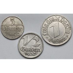 Gdańsk, 5 fenigów i 1/2, 1 gulden 1928-1932 - zestaw (3szt)