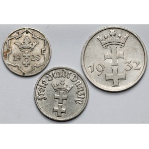 Gdańsk, 5 fenigów i 1/2, 1 gulden 1928-1932 - zestaw (3szt)