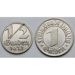 Gdańsk, 1/2 - 1 gulden 1932 - zestaw (2szt)