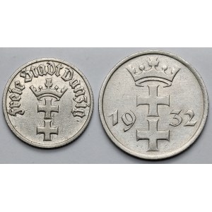 Gdańsk, 1/2 - 1 gulden 1932 - zestaw (2szt)