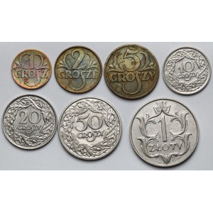 1-50 groszy i 1 złoty 1923-1929 - zestaw (7szt)