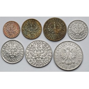 1-50 groszy i 1 złoty 1923-1929 - zestaw (7szt)