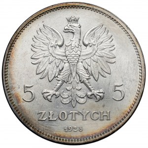 Nike 5 złotych 1928 bez znaku, Bruksela