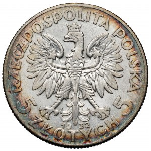 Głowa Kobiety 5 złotych 1932 ze znakiem, Warszawa - rzadkie