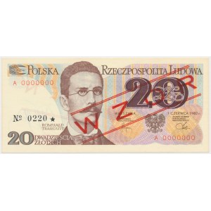 20 zł 1982 - WZÓR - A 0000000 - No.0220