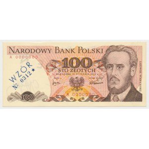 100 zł 1975 - WZÓR - A 0000000 - No.0312