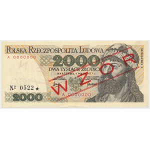 2.000 zł 1977 - WZÓR - A 0000000 - No.0522