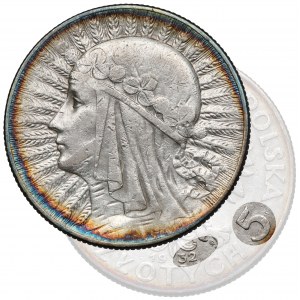 Głowa Kobiety 5 złotych 1932 ze znakiem, Warszawa - rzadkie
