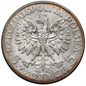 Głowa Kobiety 5 złotych 1932 ze znakiem, Warszawa - rzadkie