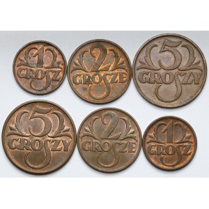 1-5 groszy 1937-1938 - zestaw (6szt)