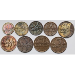 1-5 groszy 1923-1936 - zestaw (9szt)