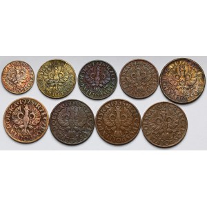 1-5 groszy 1923-1936 - zestaw (9szt)