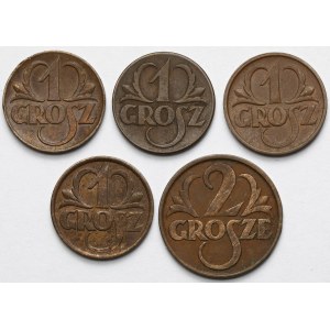 1-2 grosze 1923-1928 - zestaw (5szt)