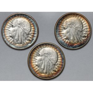 Głowa Kobiety 2 złote 1932-1934 - zestaw (3szt)
