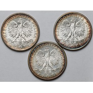 Głowa Kobiety 2 złote 1932-1934 - zestaw (3szt)