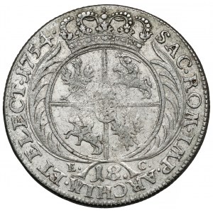 August III Sas, Ort Lipsk 1754 EC - szeroka głowa