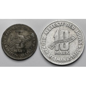 Getto Łódź, 5 i 10 marek 1943 Mg i Al - zestaw (2szt)