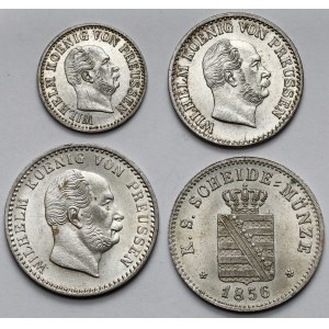 Prusy i Saksonia, od 1/2 do 2-1/2 grosza srebrnego 1856-1872 - zestaw (4szt)