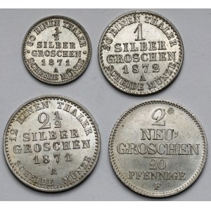 Prusy i Saksonia, od 1/2 do 2-1/2 grosza srebrnego 1856-1872 - zestaw (4szt)