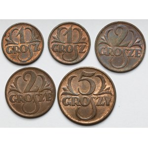 1-5 groszy 1937-1939 - zestaw (5szt)