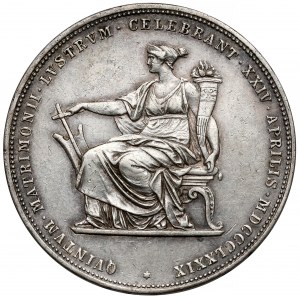 Austria, Franciszek Józef I, 2 guldeny 1879 - srebrne gody