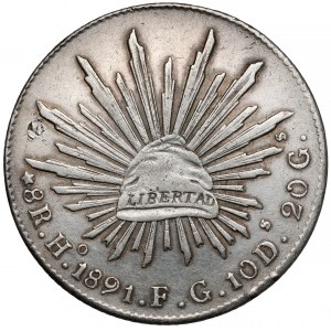 Meksyk, 8 reales 1891 Ho, Hermosillo